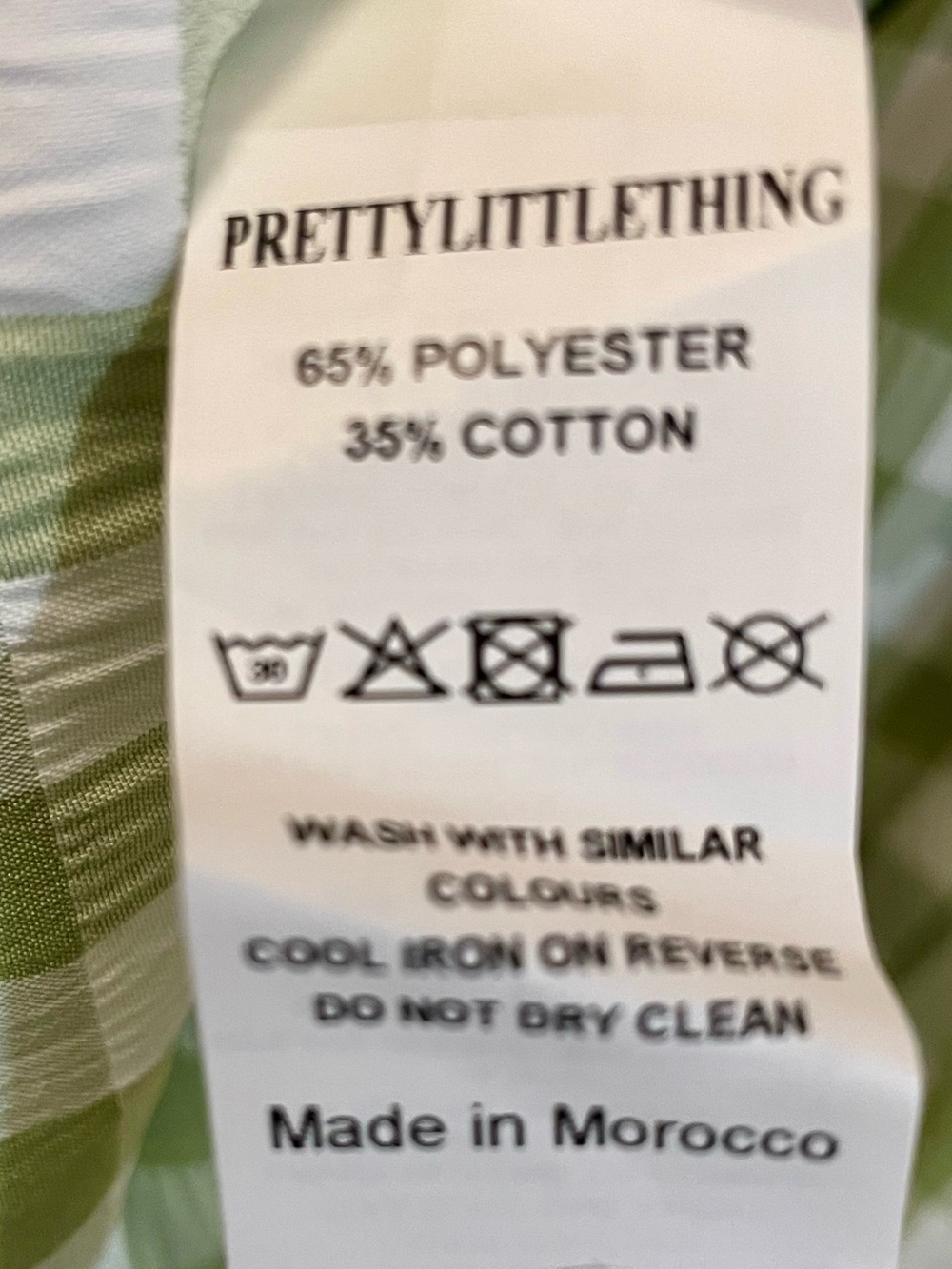NWT PrettyLittleThing Sage Green Gingham Puff Sleeve Mini Dress - Picture 7 of 7